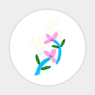 Pink blue flower art Magnet